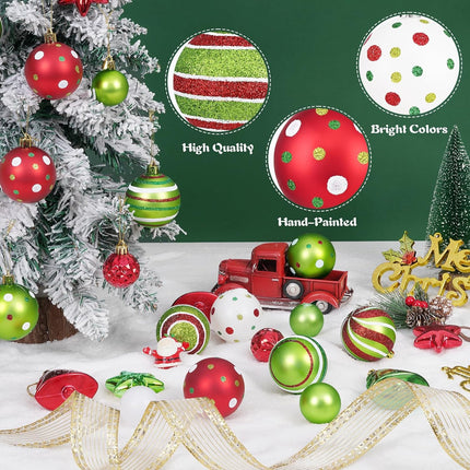 30PCS Red and Green Christmas Ball Ornaments, Holiday Tree Decorations