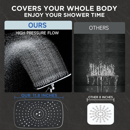 Wide Rainfall Shower Head with Handheld High Pressure Detachable Combo