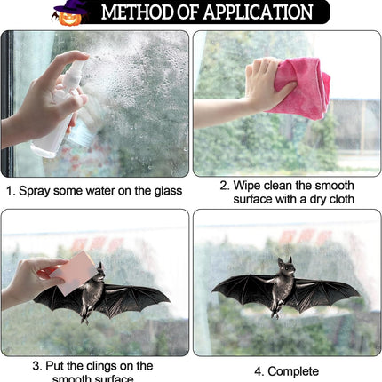 4-Sheet Extra Large Halloween Window Clings, Skeleton & Bat Stickers for Decor
