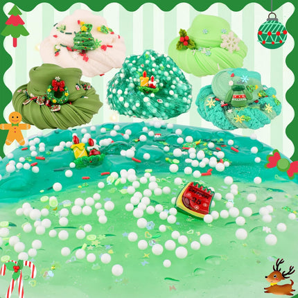 6 Pack Christmas Green Slime – Stocking Stuffers & Xmas Party Favors for Kids