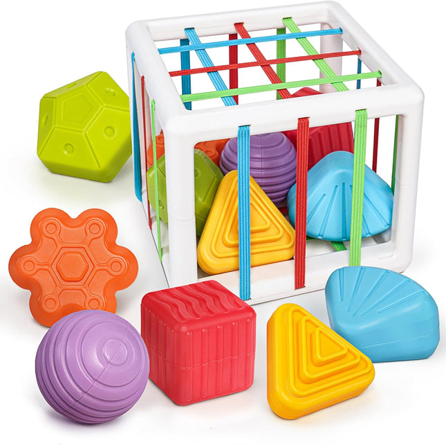 6PCS Montessori Toys for Toddlers 1+ – Sensory Shape Learning Cubes Set