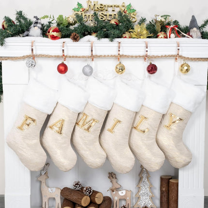 Personalized Christmas Stocking – 20" Gold Sequin Monogram Letter J Decoration