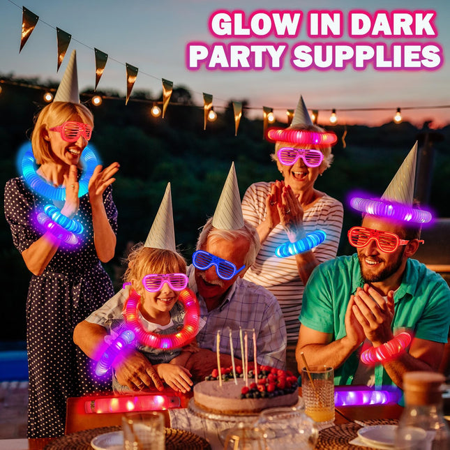 Christmas Glow Glasses & LED Pop Tubes – 6PCS Light-Up Party Favors for Kids