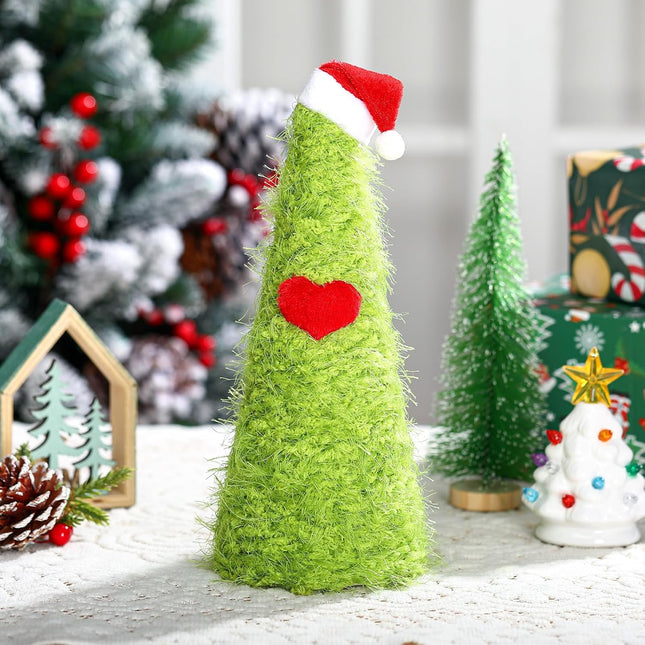 Mini Lime Green Christmas Tree – Tabletop Yarn Ornament for Holiday Decor