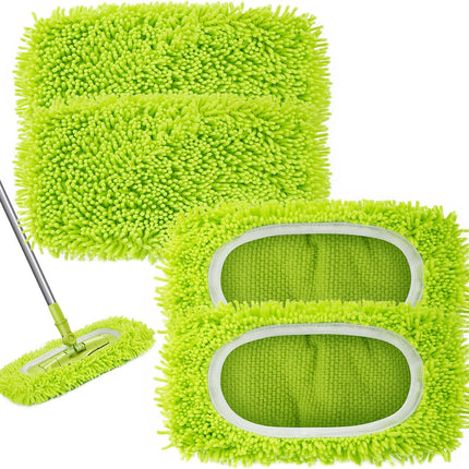 4PCS Reusable Microfiber Mop Pads, Wet Dry Sweeping Cloths for Swiffer