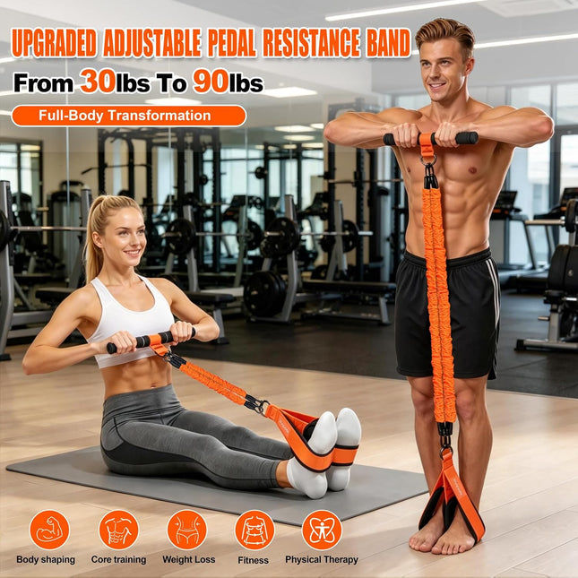 Foot Pedal Exercise Bands with Handles for Men Women Full Body Workout