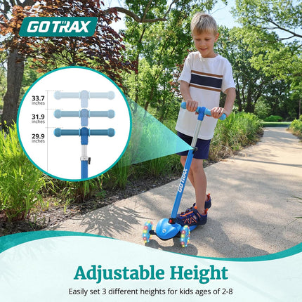 KS1 Kids Kick Scooter 3-Wheel, LED Light-Up Wheels, Adjustable Handlebar, Ages 2-8