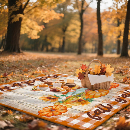 Soft Fall Throw Blanket 50x60, Pumpkin & Gnome Design for Couch Sofa or Travel