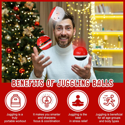 3PCS Christmas Juggling Balls for Beginners, 2.5 Inch Santa Claus Holiday Juggling Toys