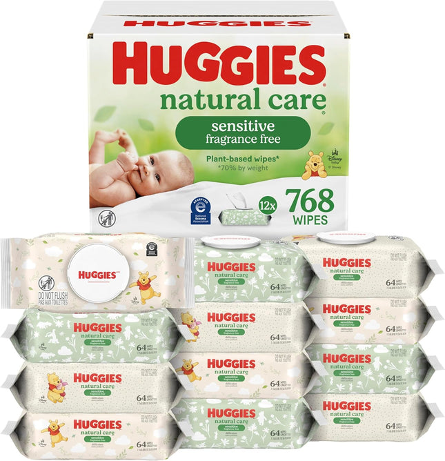 Natural Care Sensitive Baby Wipes – Unscented, Hypoallergenic, 768 Count