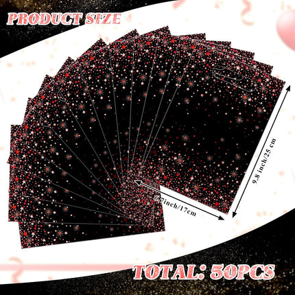 50-Piece Black & Red Party Bags – Plastic Goodie Bags for Birthday & Wedding