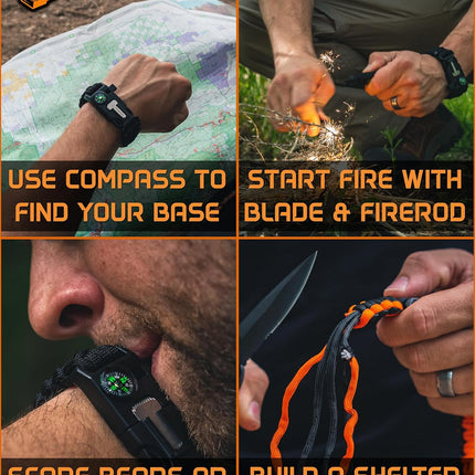 Adjustable Survival Paracord Bracelets for Hiking, Camping and Fishing