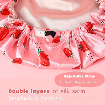 Baby Satin Bonnet Sleep Cap, Reversible Adjustable Silk Hat for Toddlers
