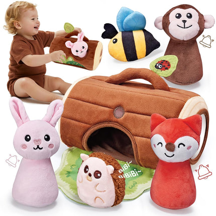 Jungle Plush Animal Toy Set for Babies 6–12 Months – Montessori & Sensory