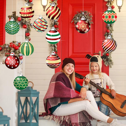 12-Pcs Hanging Candy Cane Ornaments for Christmas Yard: 8x8 Inch Outdoor Decorations