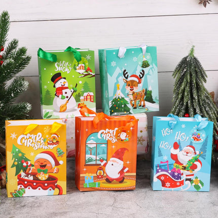 20 PCS Small Christmas Gift Bags Mini Paper Bags with Tags & Ribbon Handles