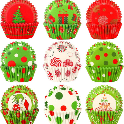 450PCS Christmas Muffin Liners – Cupcake Baking Cups & Wrappers, 9 Festive Designs