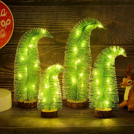 4PCS Mini Christmas Trees – Grinch Bottle Brush Tabletop Holiday Decor