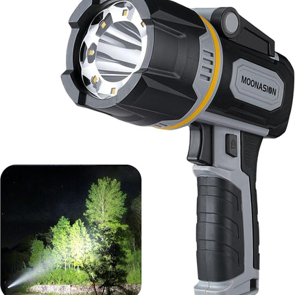 Rechargeable Spotlight Flashlight, 9 LED Super Bright Light with COB & Foldable Stand