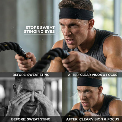 5-Pack Men's Moisture-Wicking Sports Headbands, Sweatbands for Running & Cycling