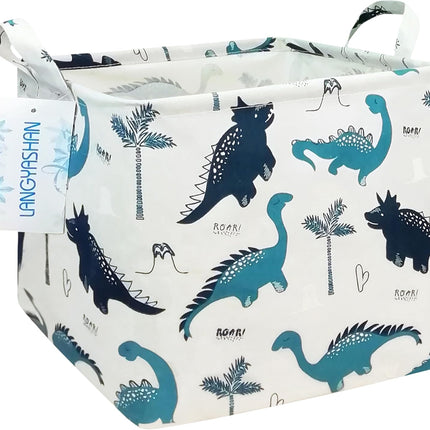 Waterproof Canvas Storage Basket – Square Dinosaur Hamper for Nursery & Toy Room
