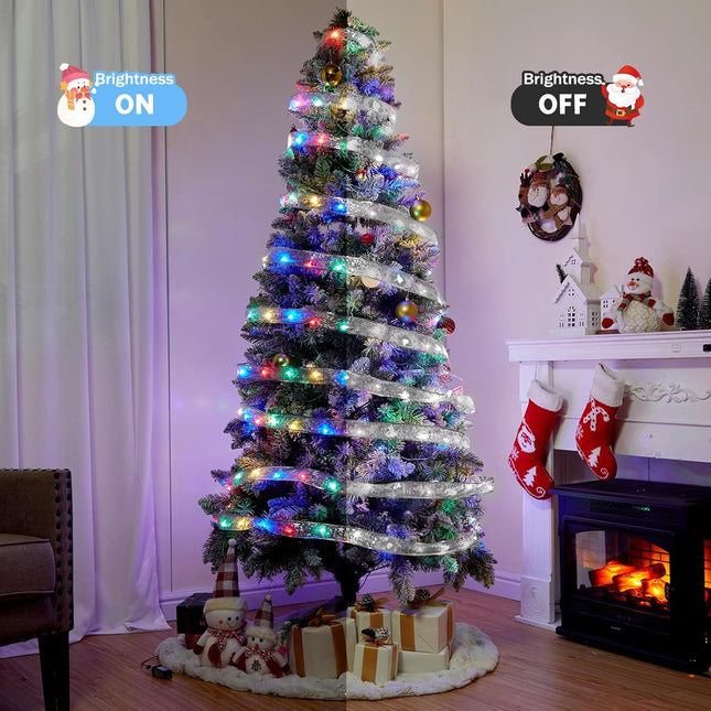 Christmas Tree Ribbon Lights, 33ft 100 LED Battery-Powered Fairy Lights