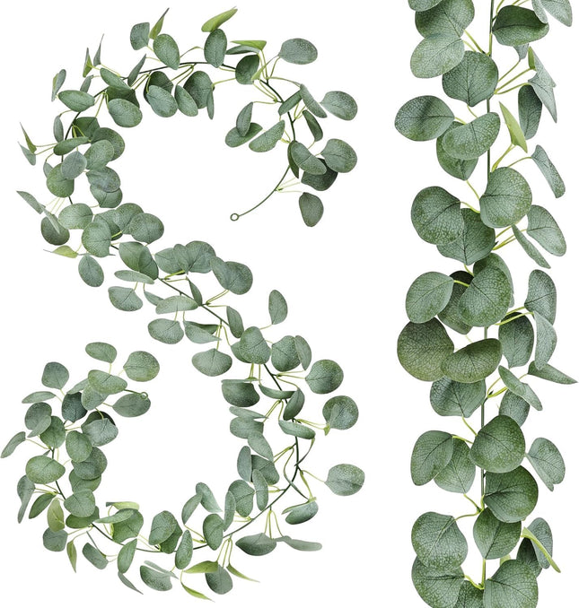 2 Pack Artificial Eucalyptus Garland, 12ft Faux Silk Greenery Vines for Wedding Decor