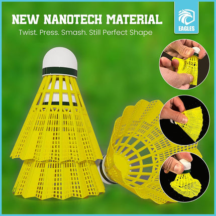 Badminton Nylon Shuttlecocks, Durable Stable Birdies for Training, 6/12/24 Pack