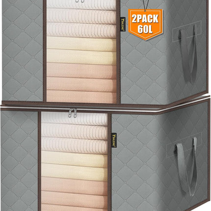 2-Pack 16 Gal Storage Bags for Clothes, Bedding, Blankets, and Pillows