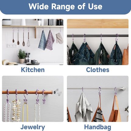 Shower Curtain Hooks Rings Set of 12 Rust Resistant Double Glide Grey Purple