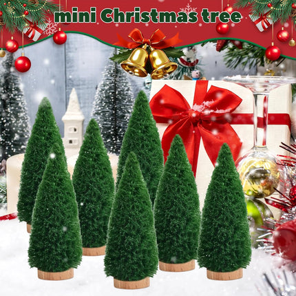 12PCS 4 Inch Mini Christmas Trees Artificial Tabletop Bottle Brush Decor