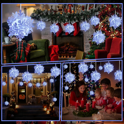 2-Pack Solar Garden Lights White Floating Snowflake Lights for Christmas Outdoor Decor