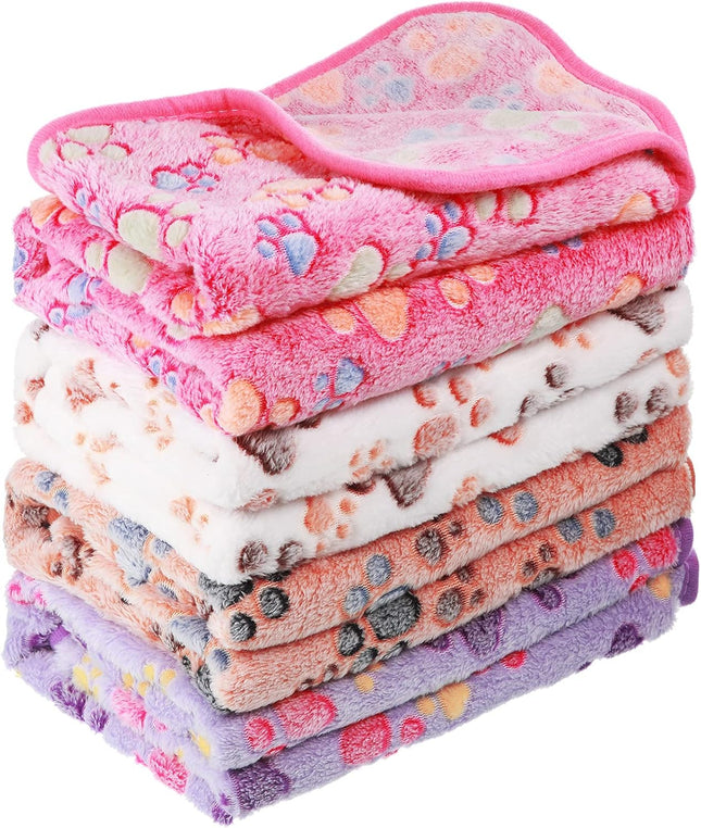 4-Piece Pet Fleece Blankets – Warm Sleep Mats for Small Dogs & Cats