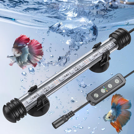 1.8W Aquarium LED Light 7.5 Inch Submersible Multicolour Fish Tank Light with Timer