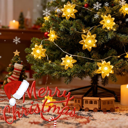 Battery Operated Flower String Lights 158" 40LED Lotus Fairy Lights Timer