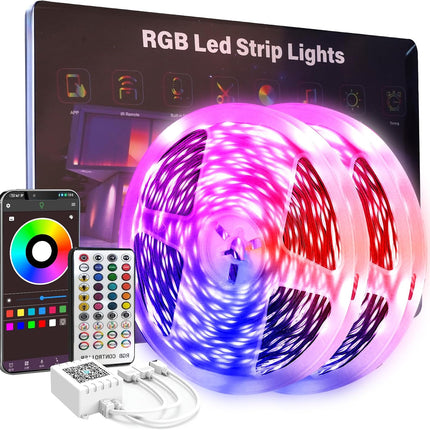 100ft RGB LED Strip Lights – Music Sync, Bluetooth, App & Remote Control