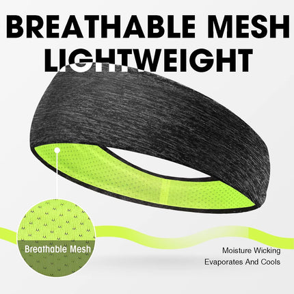 3-Pack Men's Sports Headbands, Sweat-Wicking Non-Slip Bands for Running & Fitness