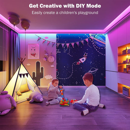 100ft LED Strip Lights, RGB Color Changing Music Sync Lights with App Control