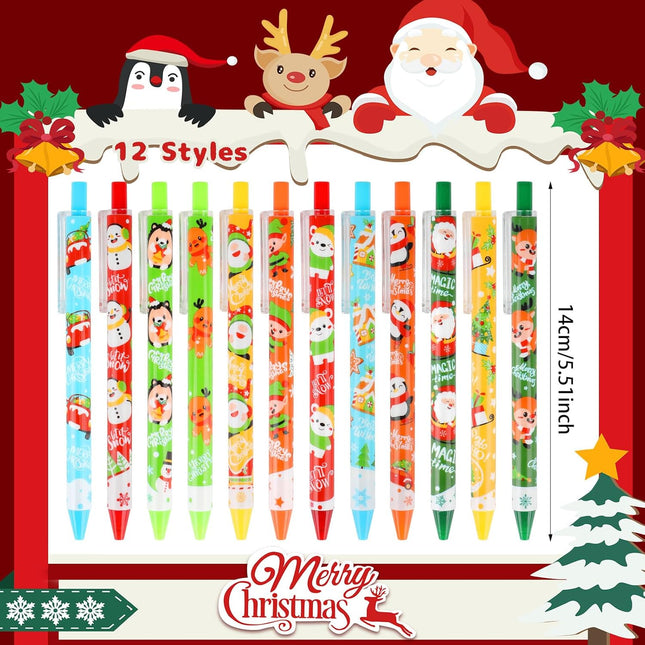 36PCS Christmas Ballpoint Pens – Retractable Gel Ink Cartoon Pens for Kids & Party