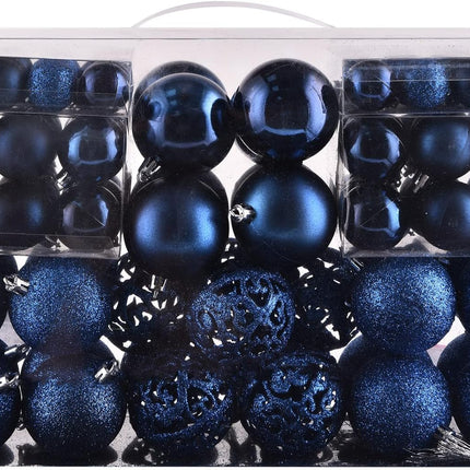 100PCS Dark Blue Shatterproof Christmas Balls with Reusable Gift Package
