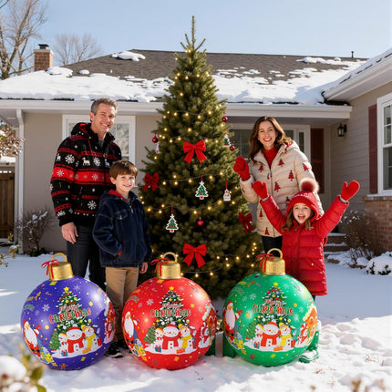 3 Pcs 24" Giant Inflatable Christmas Balls – Large Outdoor Holiday Yard Ornaments