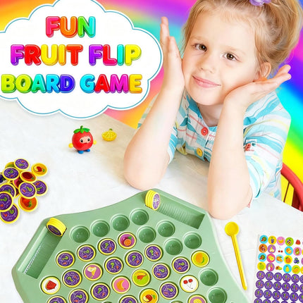 54PCS Fruit Flip Chess Memory Game Matching Board Game for Kids Family