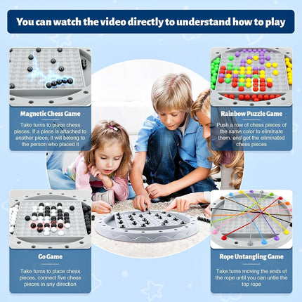 4 in 1 Strategy Board Game Set Chess Go Puzzle Rainbow Beads Ages 8+