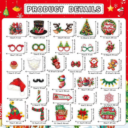 30PCS Funny Christmas Photo Booth Props for Party Kids and Adults