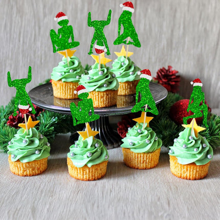 24PCS Christmas Cupcake Toppers – Glitter Ho Ho Hos Picks for Holiday Parties