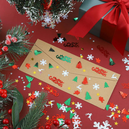 Christmas Embossed Confetti Set, 4800 Pieces, Multicolored PVC, 100g for Festive Parties