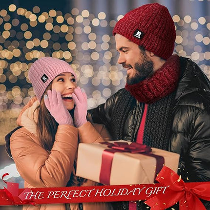 3PCS Winter Hat, Scarf & Gloves Set – Warm Fleece Lined Skull Cap & Gloves