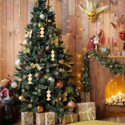 12PCS Christmas Tree Velvet Candy Ornaments – Flocked Glitter Hanging Decor