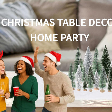 24PCS Mini Christmas Trees & Snow Blanket Set for Village & Table Decor