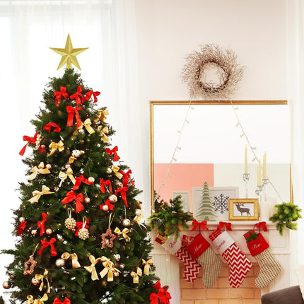 3 Pack Mini Star Tree Toppers 4" – Glitter Gold, Silver & Red Christmas Stars